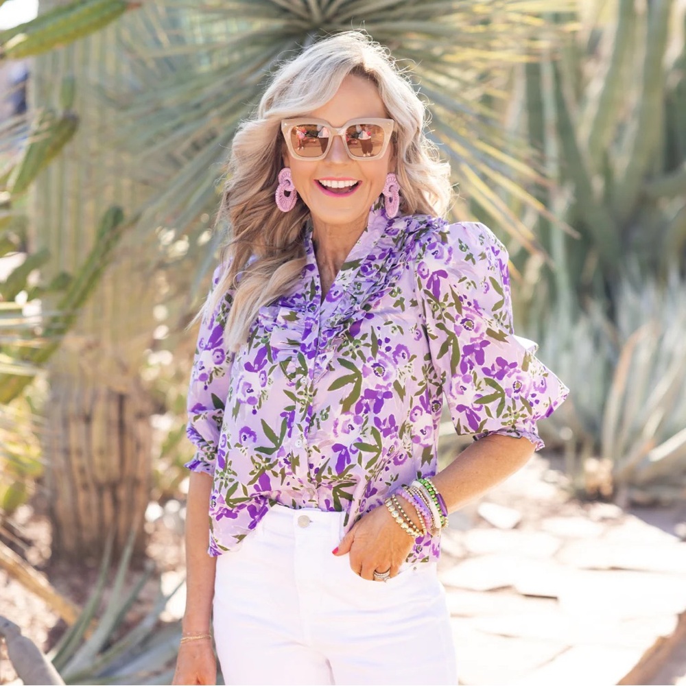 Elegant Floral Lavender Blouse
